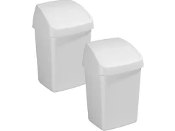Sunware Abfalleimer-Delta 2er-Set weißen Schwingdeckeleimer - 10 Liter