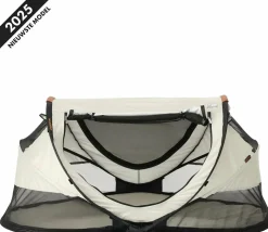 Deryan Reisebetten^Kleinkindbett Luxe mit Matratze und Ledergriffen - Ivory