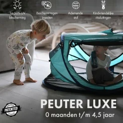 Deryan Kleinkindbett Luxe mit Matratze und Ledergriffen - Ocean< Reisebetten