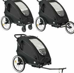 Deryan Luxus 3-in-1 Fahrradanhänger - Black< Bollerwagen