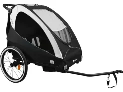 Deryan Hundefahrradanhänger-Luxus 3-in-1 Fahrradanhänger - Black/Cream
