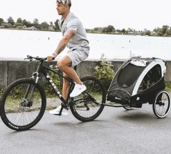 Deryan Hundefahrradanhänger-Luxus 3-in-1 Fahrradanhänger - Black/Cream