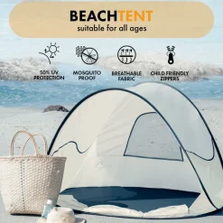 Deryan Strandmuscheln-Luxus Pop Up Crème Strandzelt