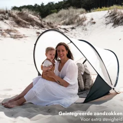 Deryan Strandmuscheln-Luxus XXL Pop-Up Strandzelt - Cream