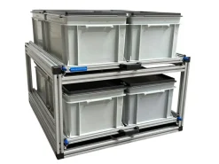 Markenlos Doppel Alu Heckauszug mit 6 geschlossenen Boxen - 80×60 cm< Heckauszüge
