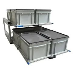 Markenlos Doppel Alu Heckauszug mit 6 geschlossenen Boxen - 80×60 cm< Heckauszüge