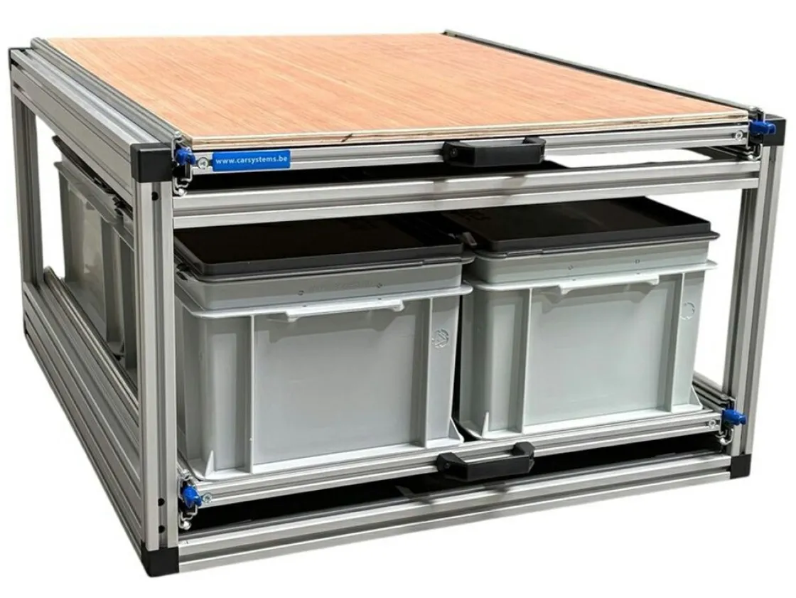 Markenlos Heckauszüge^Doppel-Heckauszug 80×60cm Multiplexplatte 3 geschlossene Boxen