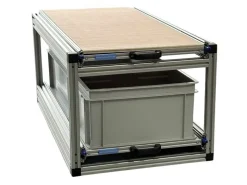 Markenlos Doppel-Heckauszug mit 2 offene Boxen und Multiplexplatte -90x40cm< Heckauszüge