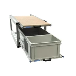 Markenlos Doppel-Heckauszug mit 2 offene Boxen und Multiplexplatte -90x40cm< Heckauszüge
