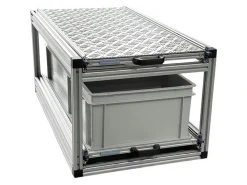 Markenlos Heckauszüge-Doppel-Heckauszug mit 2 offene Boxen und Alu platte - 90 × 40 cm