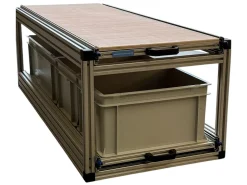 Markenlos Heckauszüge-Doppel-Schiebeframe 120x40 cm mit offenen Boxen und Holz