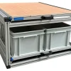 Markenlos Heckauszüge^Doppelte Aluminium-Schublade mit 3 offenen Behältern - 80 x 60 cm