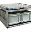 Markenlos Heckauszüge^Doppelter Alu-Heckauszug mit 3 Boxen und Alu Deckplatte - 80x60cm