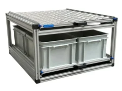 Markenlos Heckauszüge^Doppelter Alu-Heckauszug mit 3 Boxen und Alu Deckplatte - 80x60cm