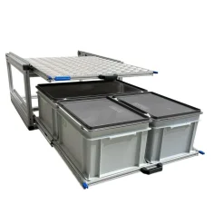 Markenlos Heckauszüge^Doppelter Alu-Heckauszug mit 3 Boxen und Alu Deckplatte - 80x60cm