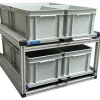 Markenlos Doppelter Aluminium-Heckauszug mit 6 offenen Boxen – 80 x 60 cm< Heckauszüge