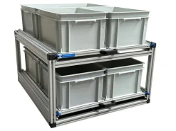 Markenlos Doppelter Aluminium-Heckauszug mit 6 offenen Boxen – 80 x 60 cm< Heckauszüge