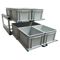 Markenlos Doppelter Aluminium-Heckauszug mit 6 offenen Boxen – 80 x 60 cm< Heckauszüge