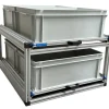 Markenlos Heckauszüge^Doppelter Aluminium-Schiebeboden mit 4 offenen Boxen - 80x60cm