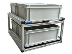Markenlos Heckauszüge^Doppelter Aluminium-Schiebeboden mit 4 offenen Boxen - 80x60cm