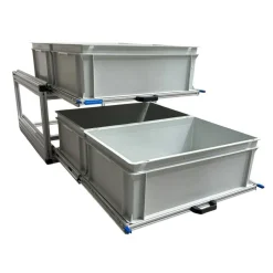 Markenlos Heckauszüge^Doppelter Aluminium-Schiebeboden mit 4 offenen Boxen - 80x60cm