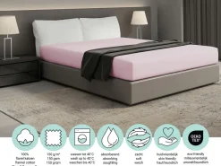 DoubleDry Spannbettlaken^Flanel 180x200 cm Spannbettlaken - Hellrosa