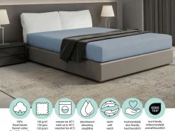 DoubleDry Spannbettlaken^Flanel 140x200 cm Spannbettlaken - Hellblau