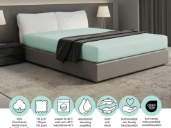 DoubleDry Spannbettlaken^Flanel 140x200 cm Spannbettlaken - Mint