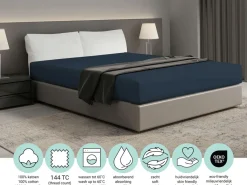 DoubleDry Home 90 x 200 cm Spannbettlaken - Blau< Spannbettlaken