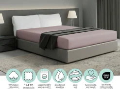 DoubleDry Home 180 x 200 cm Spannbettlaken - Lila< Spannbettlaken