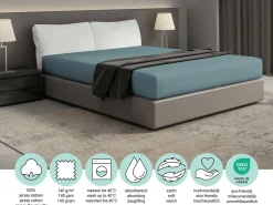 DoubleDry Spannbettlaken-Jersey 140 x 200 cm Spannbettlaken - Petrol