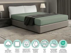 DoubleDry Jersey 140 x 200 cm Spannbettlaken - Old Green< Spannbettlaken