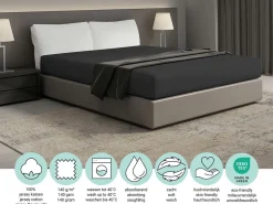 DoubleDry Spannbettlaken^Jersey 180 x 200 cm Spannbettlaken - Black