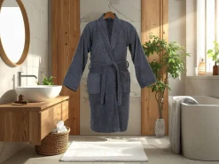 Markenlos DoubleLife Anthracite bademantel< Bademäntel