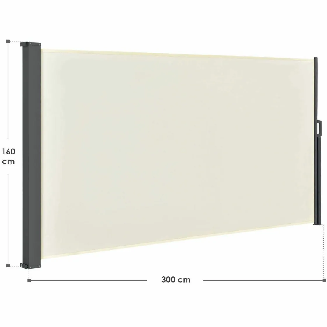 Markenlos Sonnensegel|Sonnensegel-Dubai 300 x 160 beige Seitenmarkise