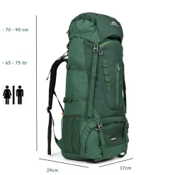 Dutch Mountains 65-75 liter backpack mit Regenschutz - Green< Backpacks