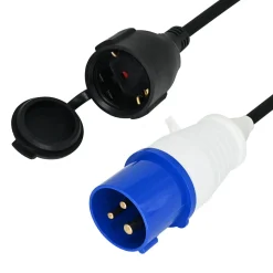 Markenlos Cee Adapter^ELP Schuko-Kontrastecker auf CEE-Stecker Adapterkabel
