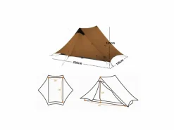 3F UL GEAR Trekkingzelte|Zelt 2 Personen-Lanshan Zelt – 3 Jahreszeiten – Braun