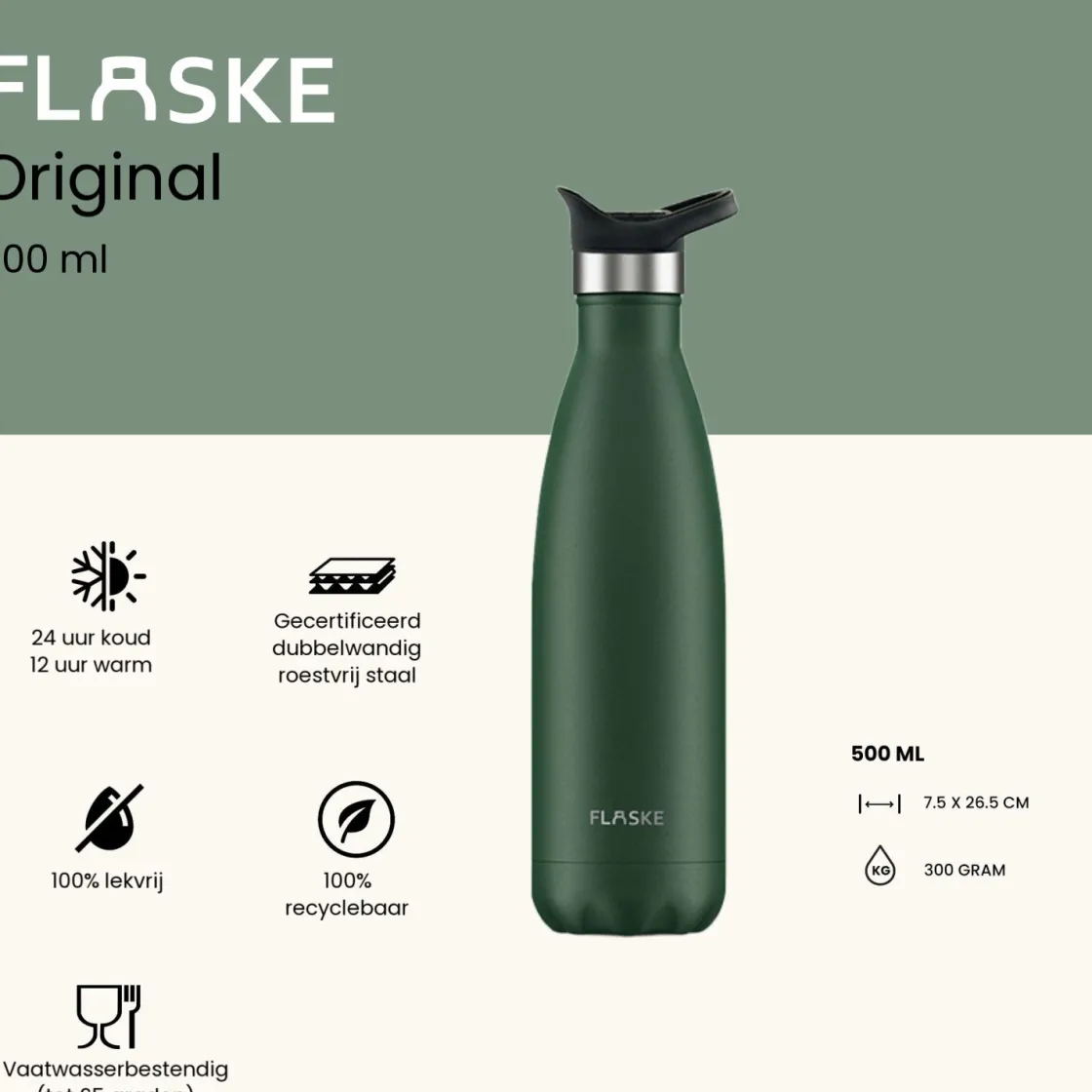 Flaske Thermosflaschen-500 ml Trinkflasche aus Edelstahl - Moss