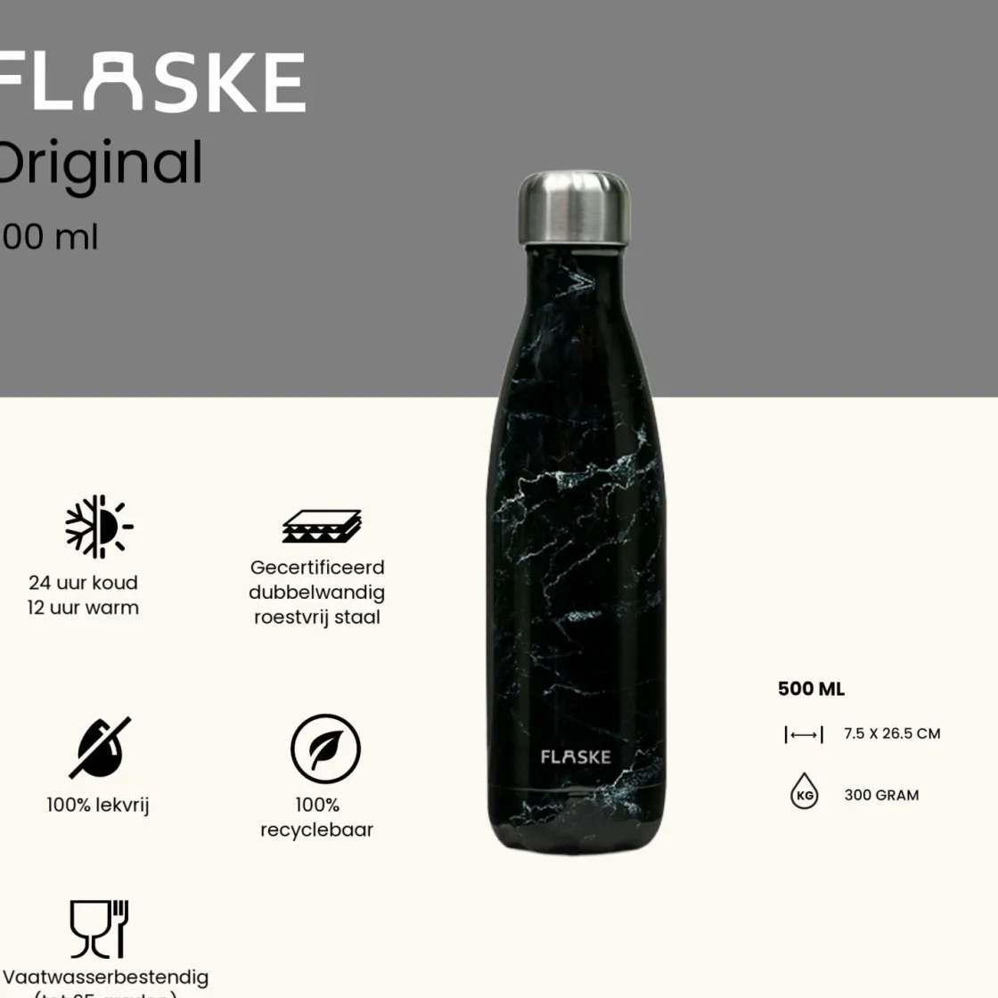 Flaske Thermosflaschen-500 ml Trinkflasche aus Edelstahl - Marble Night
