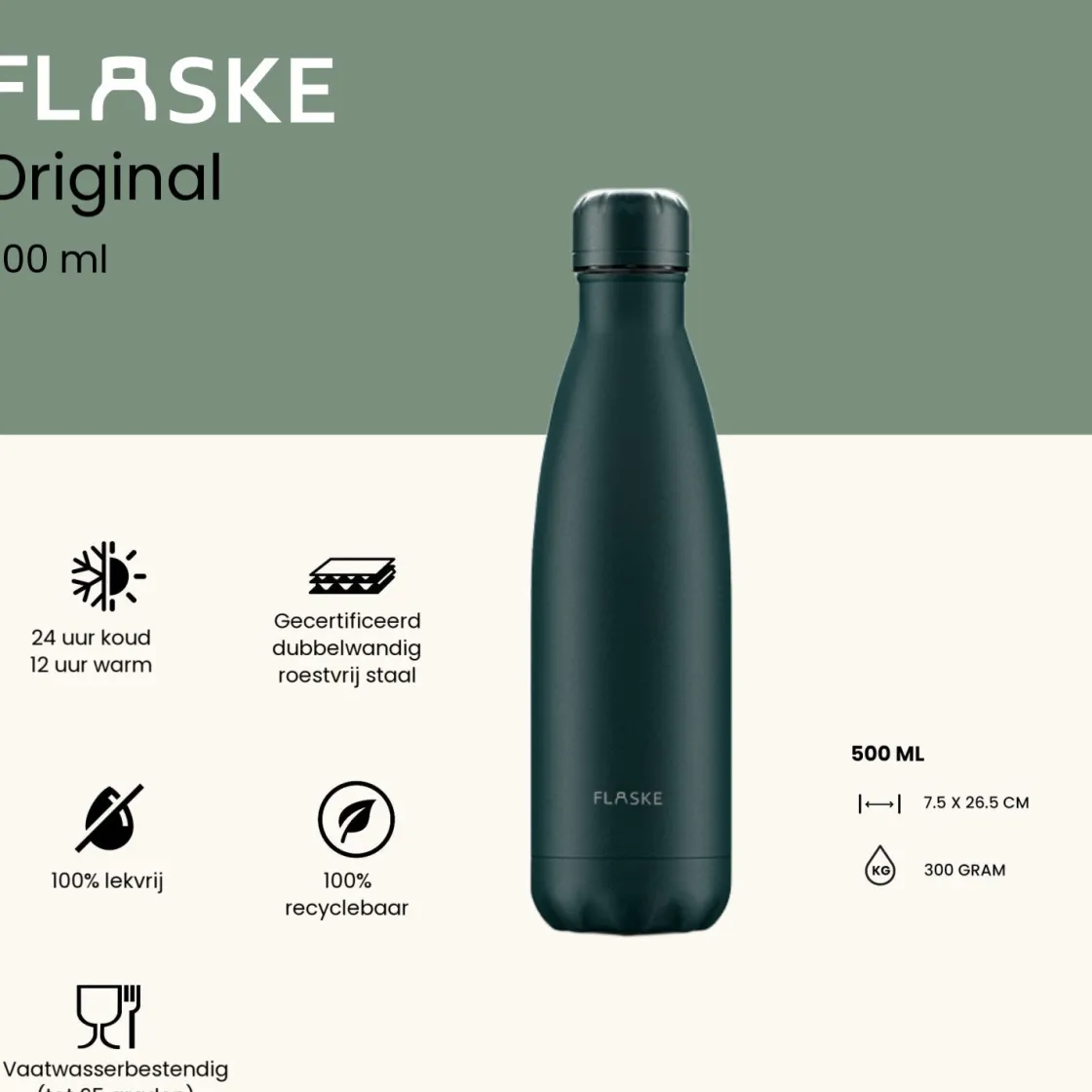 Flaske Thermosflaschen-500 ml Trinkflasche aus Edelstahl - Moss