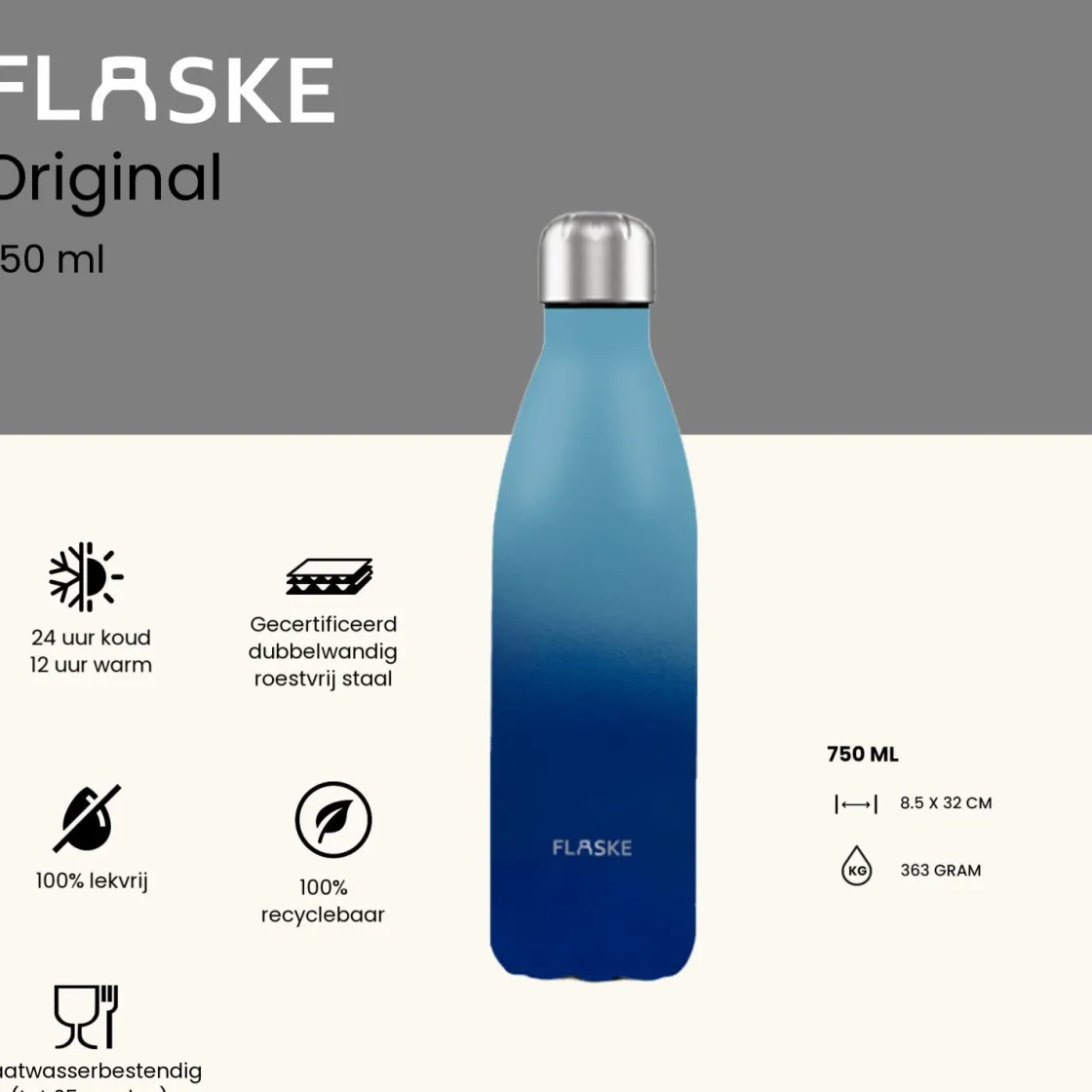 Flaske Thermosflaschen-750 ml Trinkflasche aus Edelstahl - Gradient Skye