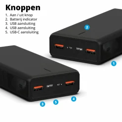 FlinQ Powerbanks^20.000 mAh Powerbank - Black