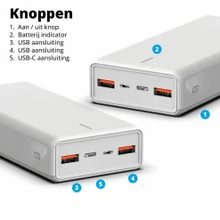 FlinQ Powerbanks-20.000 mAh Powerbank - White
