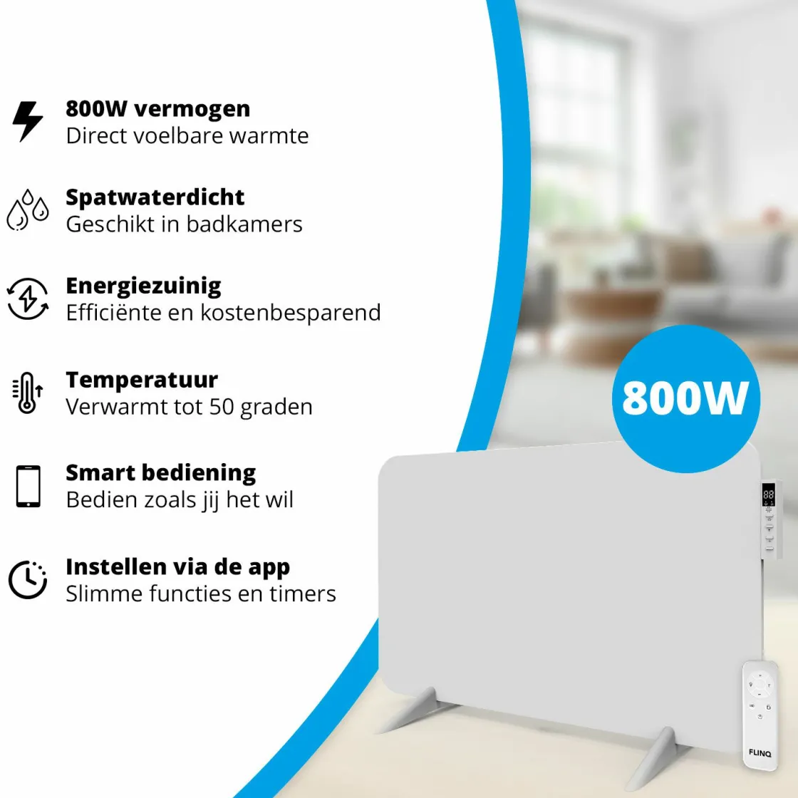 FlinQ Elektroheizungen|Elektroheizungen^800 Watt Smart Infrarot-Heizung - White