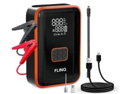FlinQ Camping Luftpumpen^2-in-1-Starthilfe & Luftkompressor – Schwarz/Orange