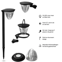 FlinQ Solar-Außenbeleuchtung|Solar-Außenbeleuchtung-Juno Solar-Gartenlampe - Set von 2