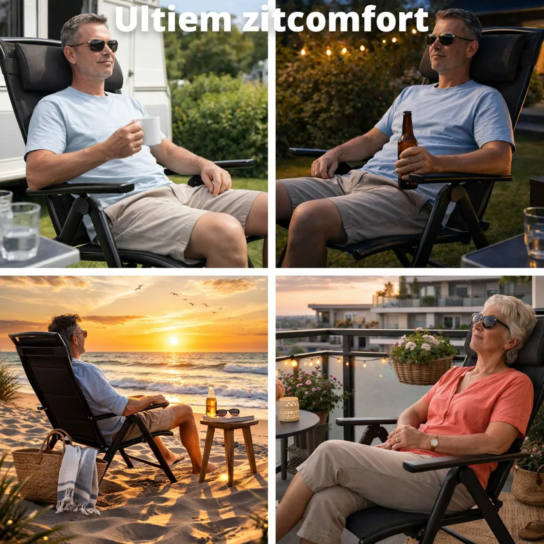 FlinQ Campingstühle Mit Verstellbarer Rückenlehne|Klappstühle-Luma Klappstühl - Set van 2