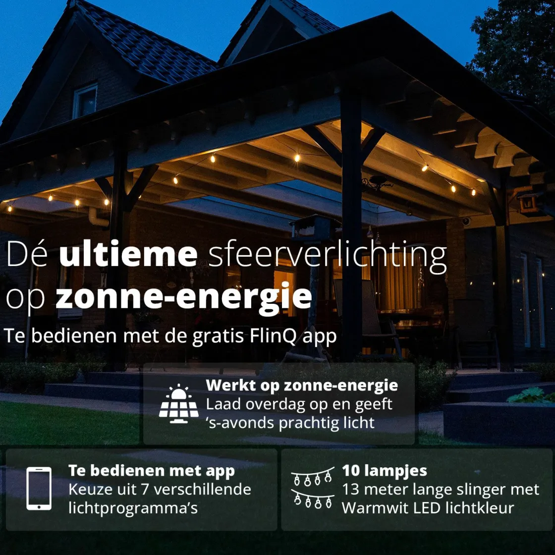 FlinQ Campinglampen Aufladbar|Campinglampen Aufladbar-Smart Solar Lichterkette