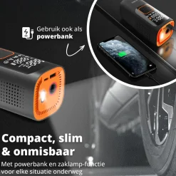 FlinQ Tragbarer Luftkompressor - Black/Orange< Camping Luftpumpen